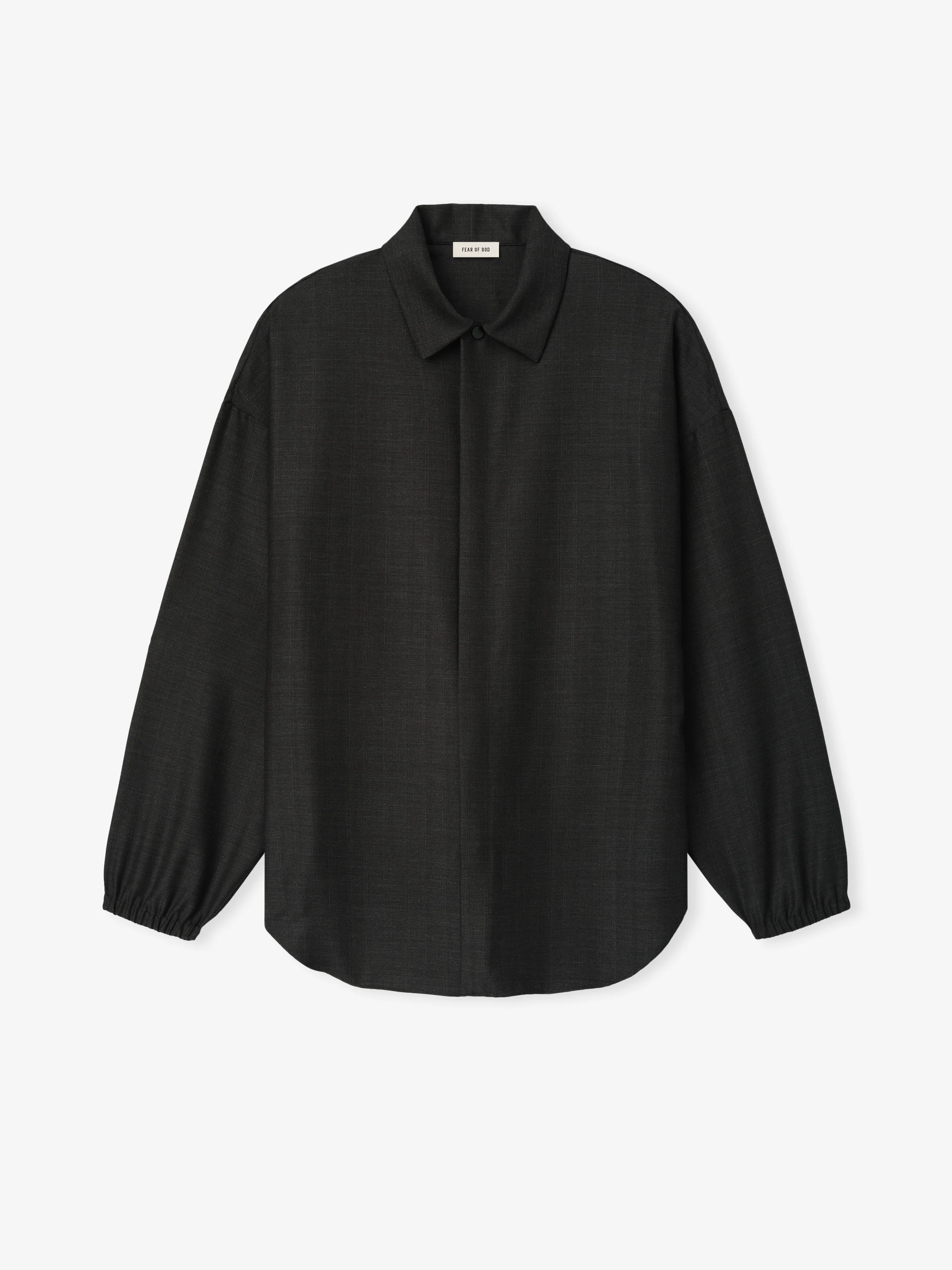 Grey Striped Wool Elastic Cuff Shirt - Image 4