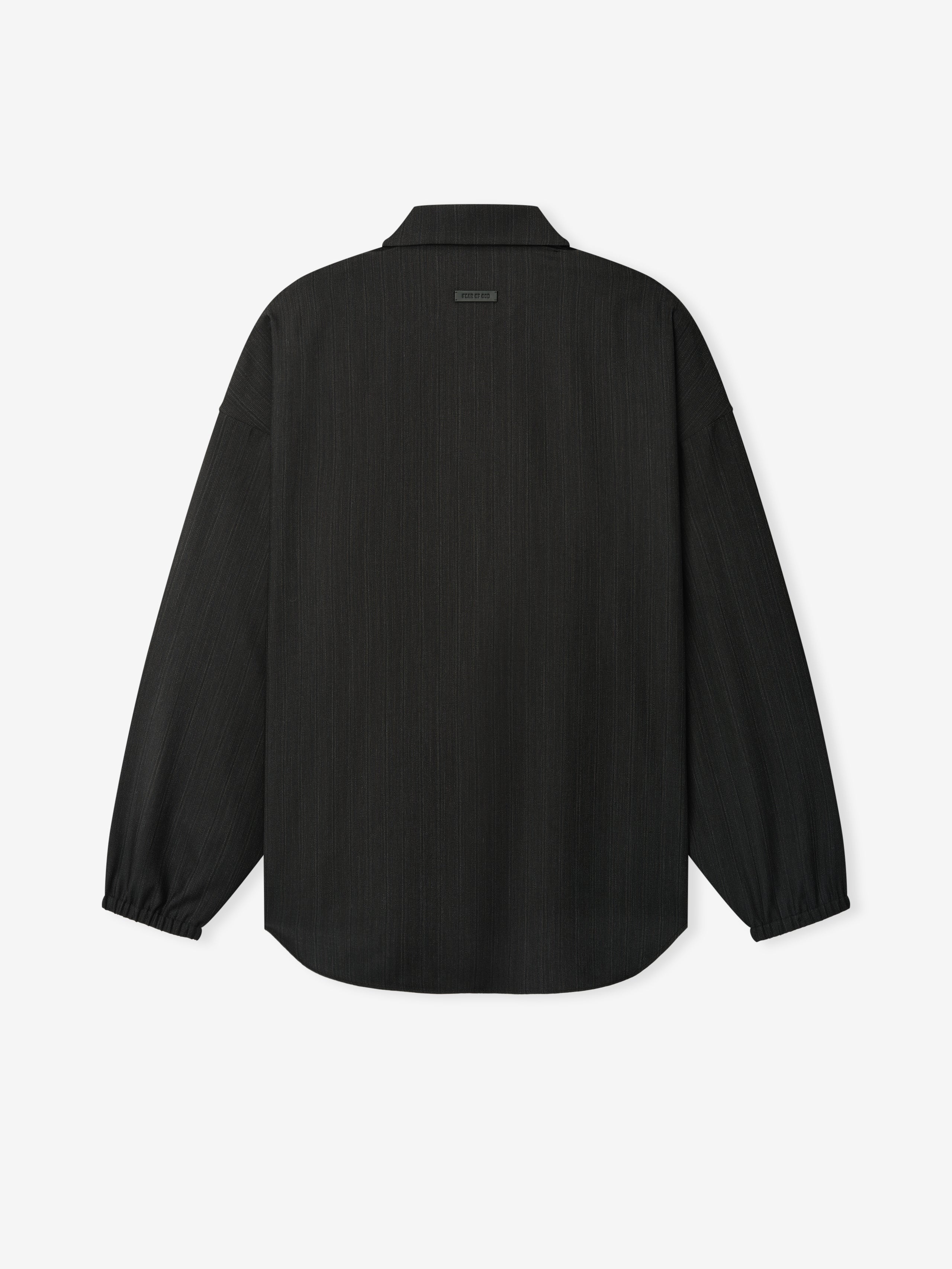 Black Striped Wool Elastic Cuff Shirt - Image 4